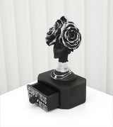 statue african lady rose hat black china 6.6x4