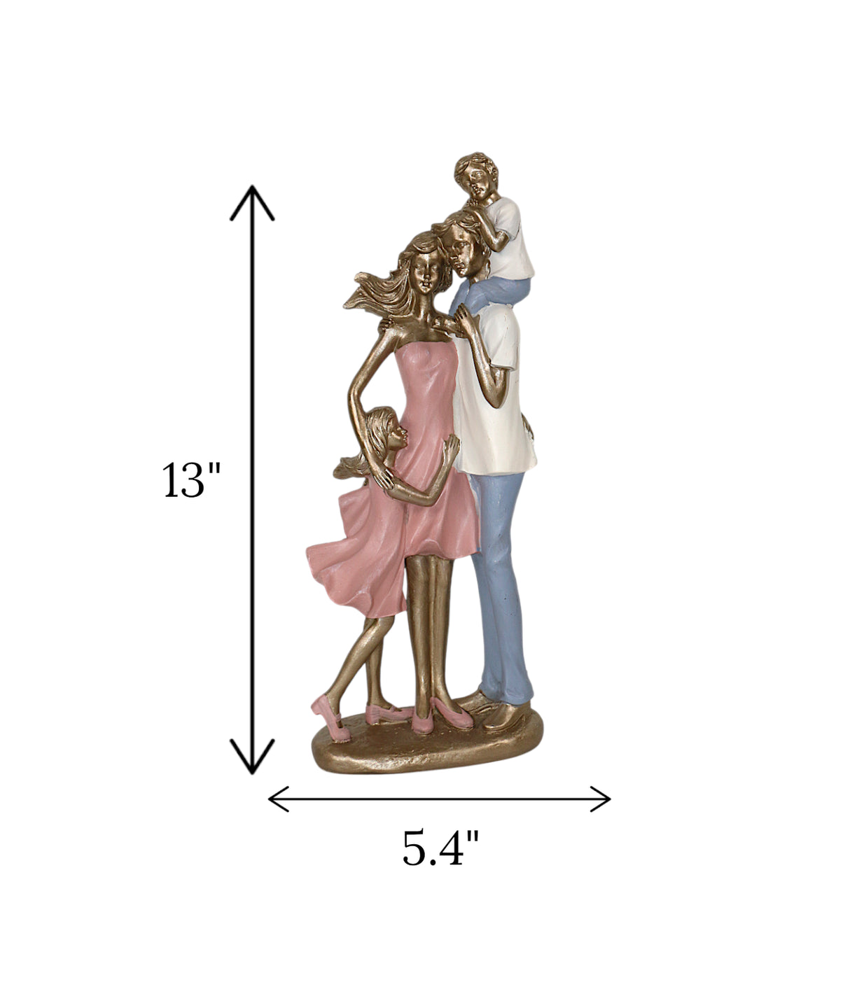 statue mom dad with two childern china 13x5.4