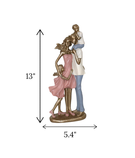 statue mom dad with two childern china 13x5.4