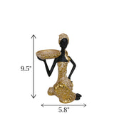 statue african lady holding stand golden large china 9.5x5.8