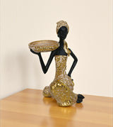 statue african lady holding stand golden large china 9.5x5.8