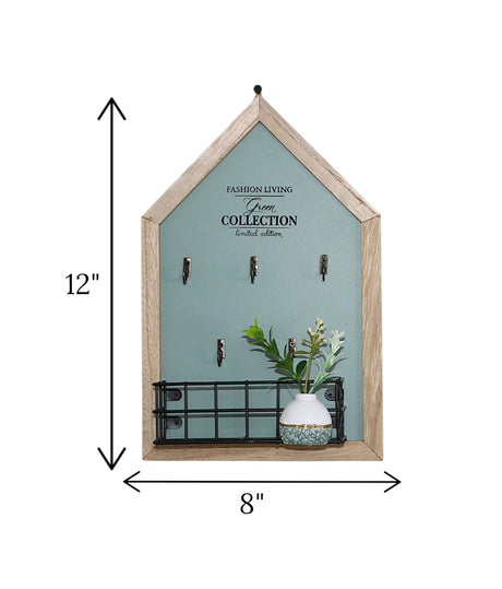 wooden wall hanging house with pot china "12x8"