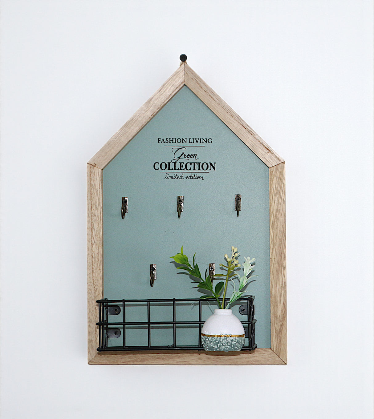 wooden wall hanging house with pot china "12x8"