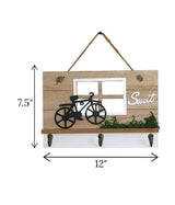 wooden wall hanging rectangle bicycle china "12x7.5"