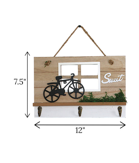 wooden wall hanging rectangle bicycle china "12x7.5"