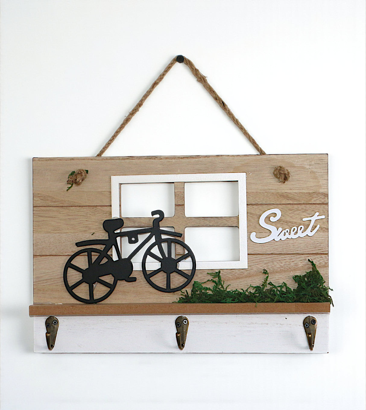 wooden wall hanging rectangle bicycle china "12x7.5"