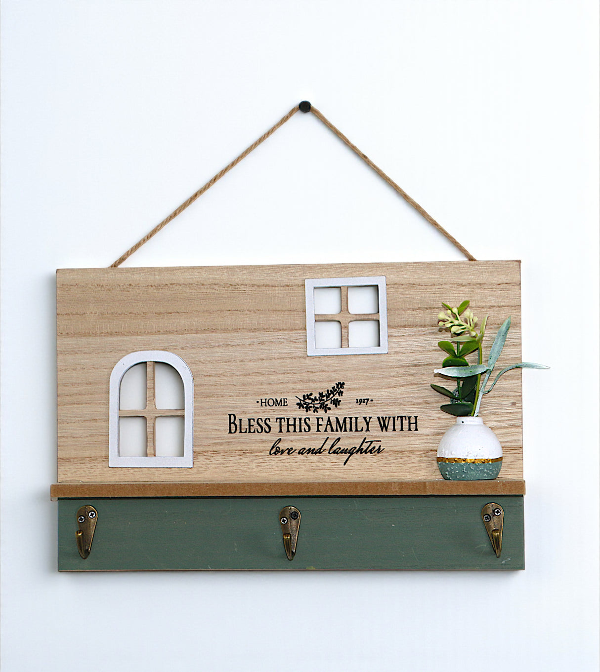 wooden wall hanging rectangle pot china "12x7.5"