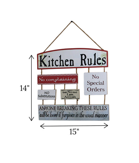wooden wall hanging kitchen rule china "14x15"