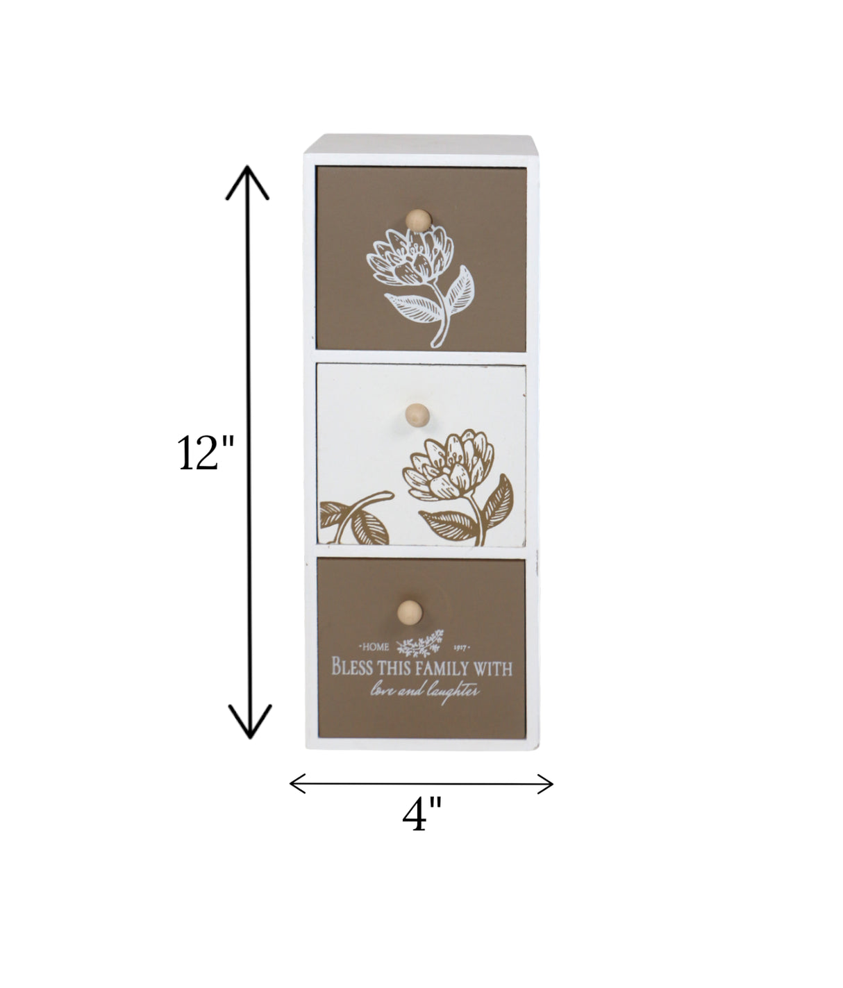 wooden 3 mini drawer white china "12x4"