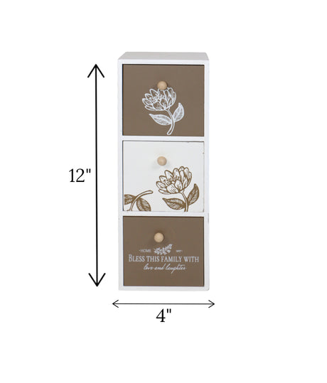 wooden 3 mini drawer white china "12x4"