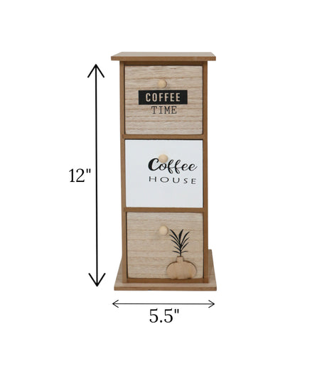 wooden 3 mini drawer brown china "12x5.5"