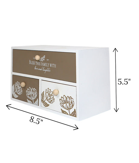 wooden 3 mini drawer white china "8.5x5.5"