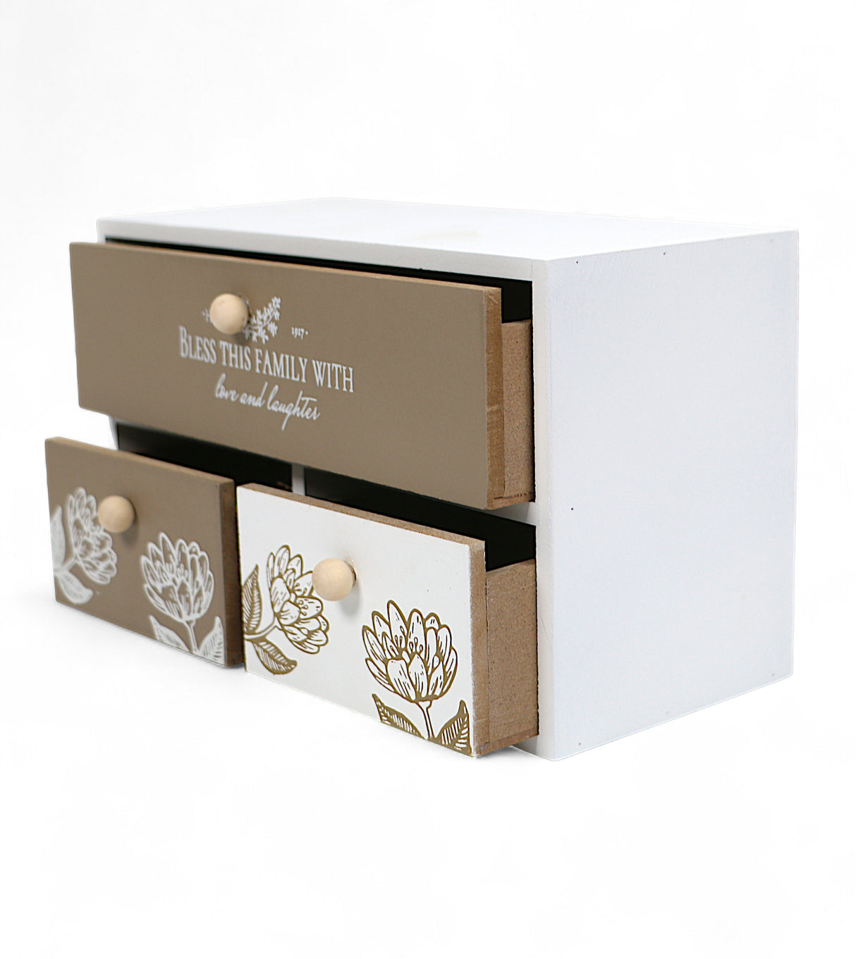 wooden 3 mini drawer white china "8.5x5.5"