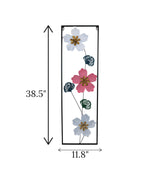 metal wall hanging floral rectangle black china 38.5x11.8