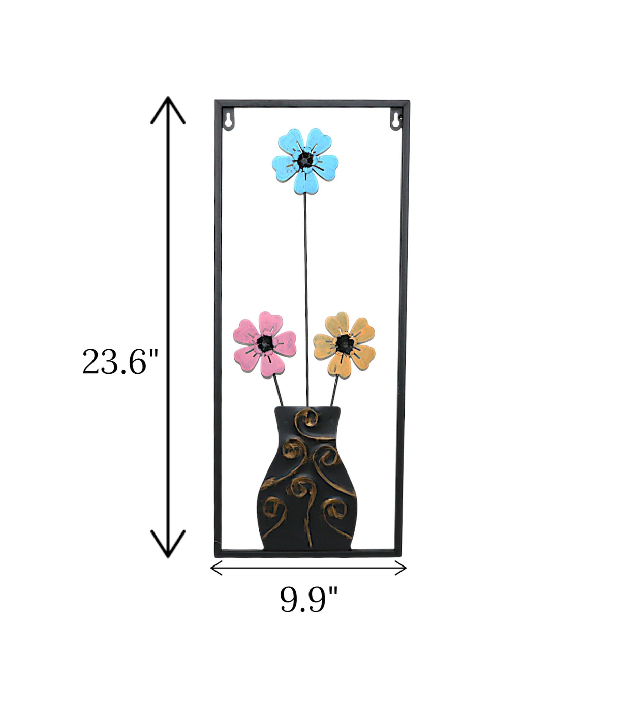 metal wall hanging floral black china 23.6x9.9