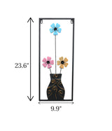 metal wall hanging floral black china 23.6x9.9