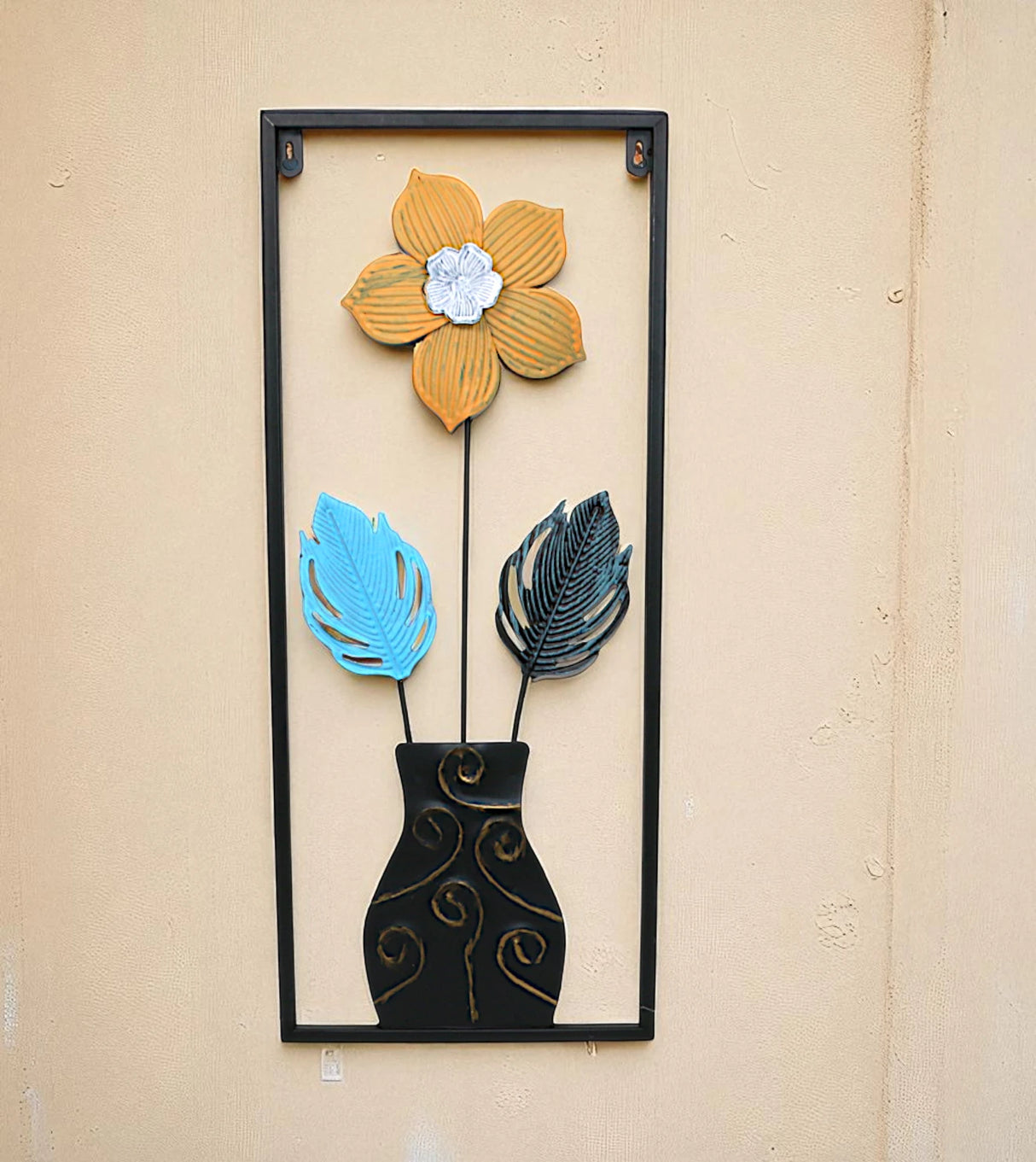 metal wall hanging floral rectangle china 23.6x9.9