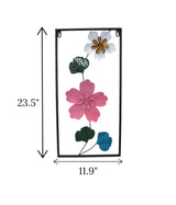 metal wall hanging floral rectangle black china 23.6x11.9