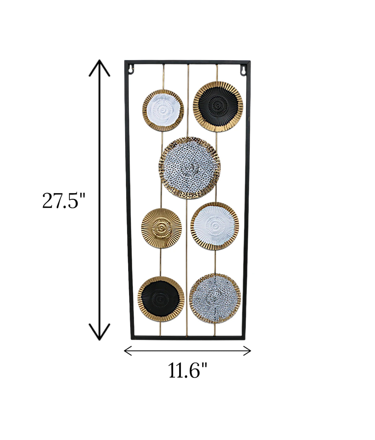 metal wall hanging circle rectangle black china 27.5x11.6