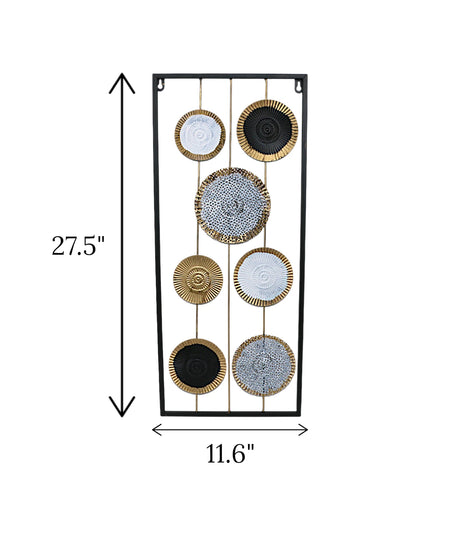 metal wall hanging circle rectangle black china 27.5x11.6