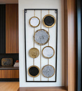 metal wall hanging circle rectangle black china 27.5x11.6