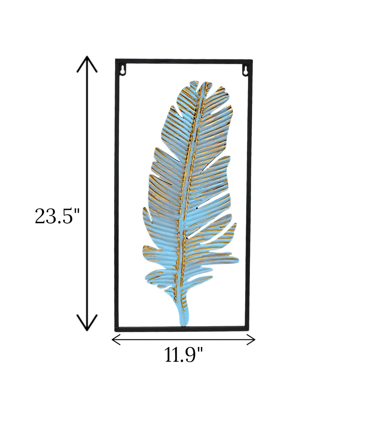 metal wall hanging leaf rectangle black china 23.5x11.9