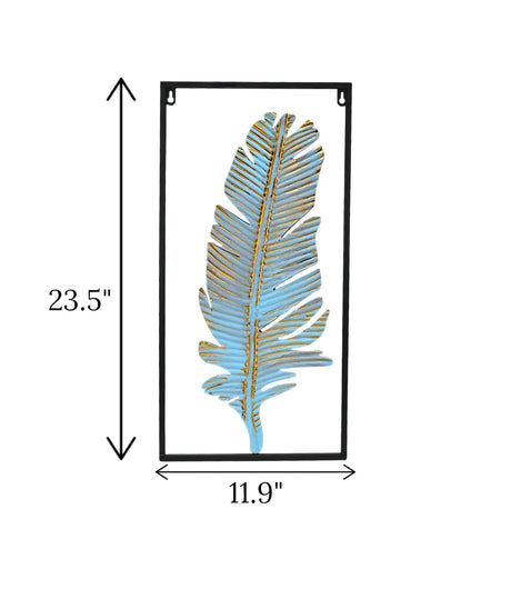 metal wall hanging leaf rectangle black china 23.5x11.9