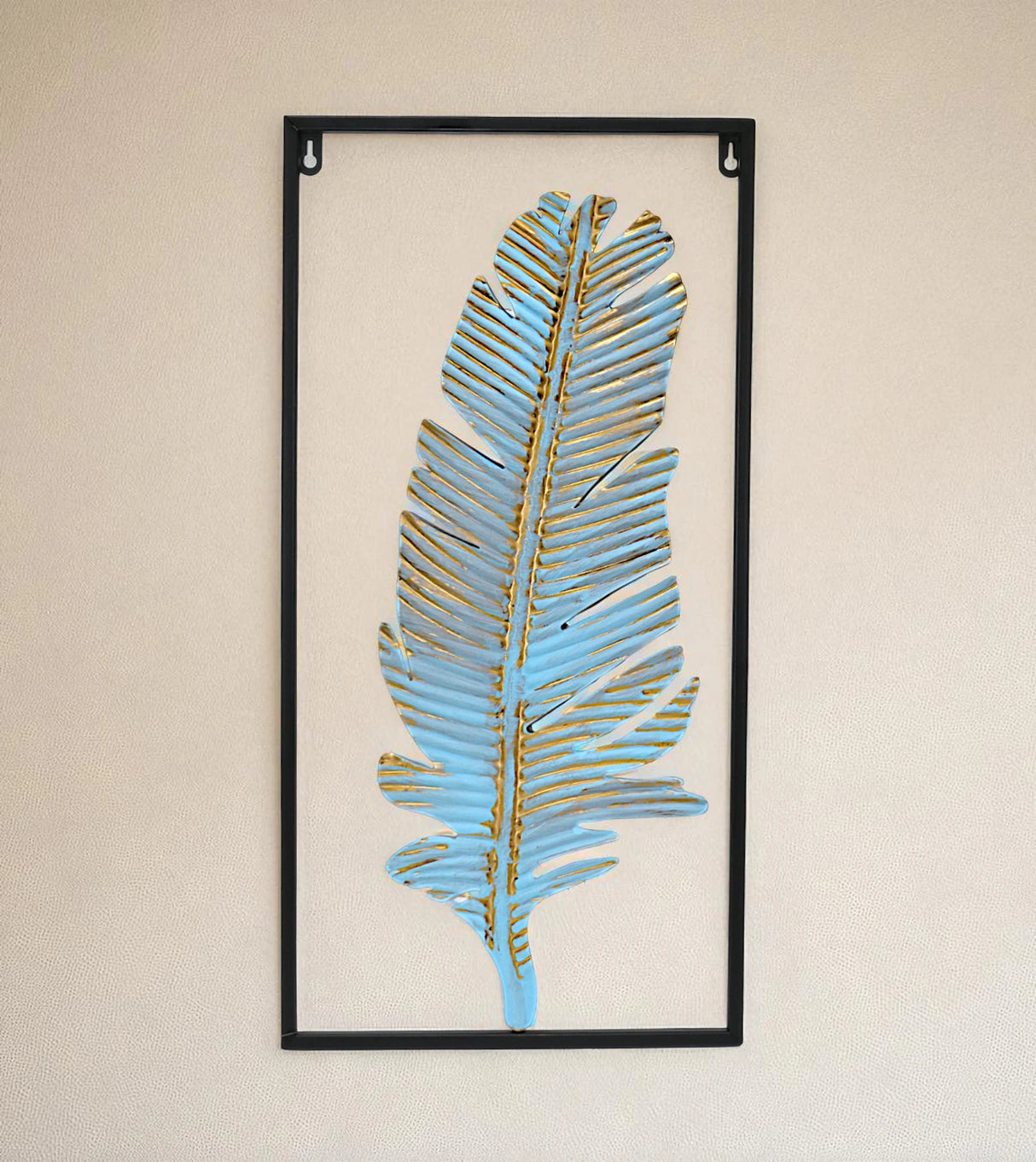 metal wall hanging leaf rectangle black china 23.5x11.9