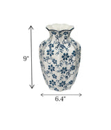 ceramic vase white & blue china 9x6.4