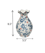 ceramic vase white & blue china 8.5x5.5