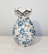 ceramic vase white & blue china 8.5x5.5
