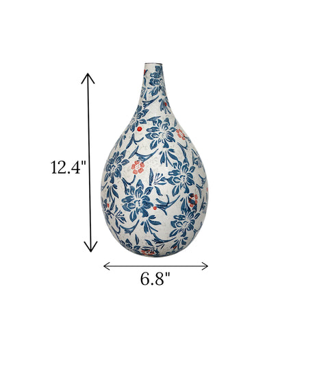 ceramic pottery white & blue china 12.4x6.8
