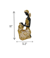 statue african lady carry mudpot golden china 11x5.2