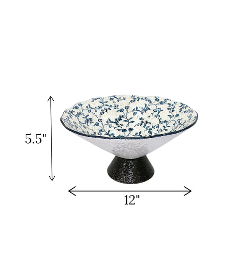 ceramic bowl white & blue china 5.5x12