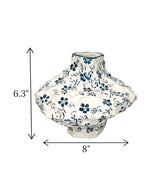 ceramic vase white & blue china 6.3x8