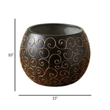 decorative fiber bowl black hp 13"x10''