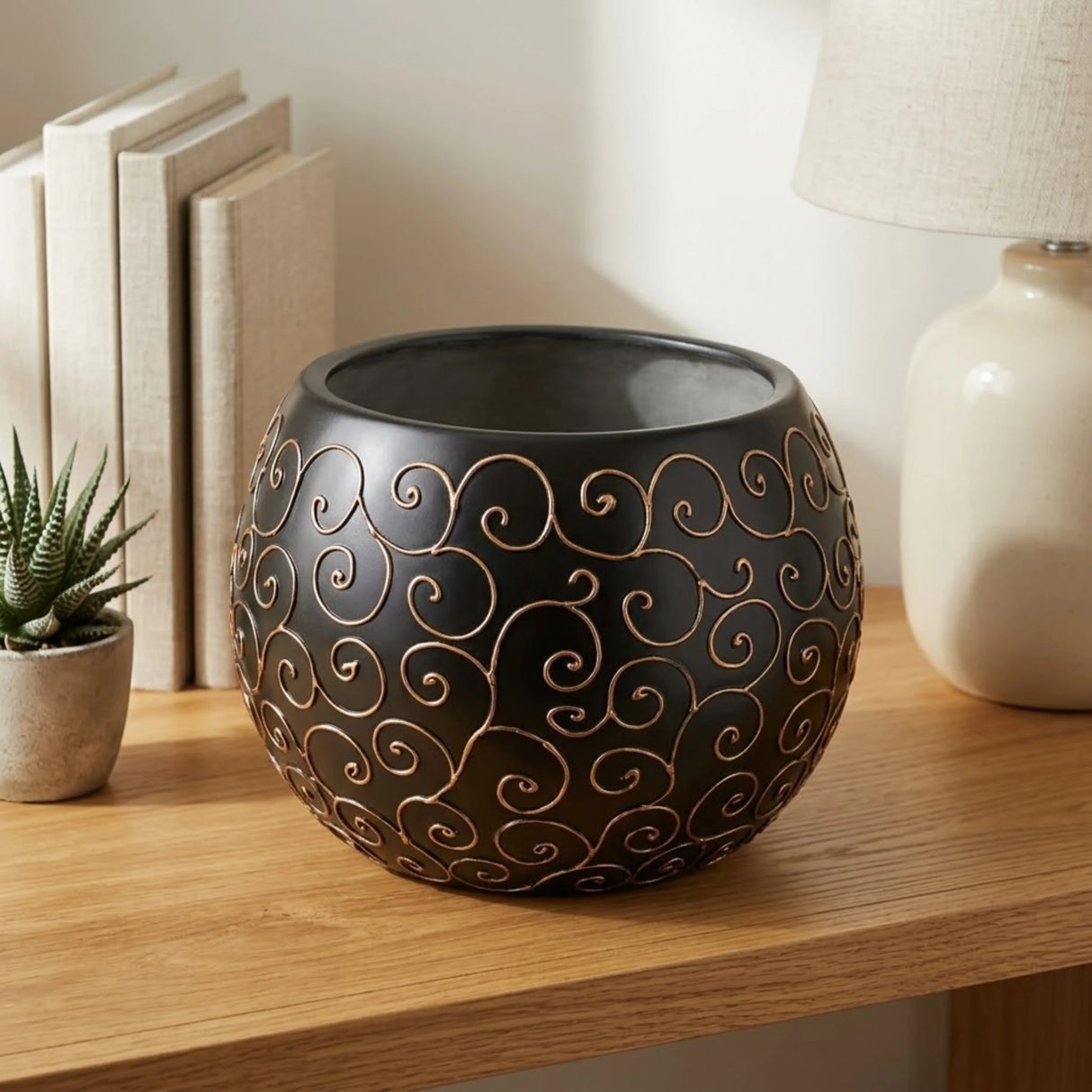decorative fiber bowl black hp 13"x10''