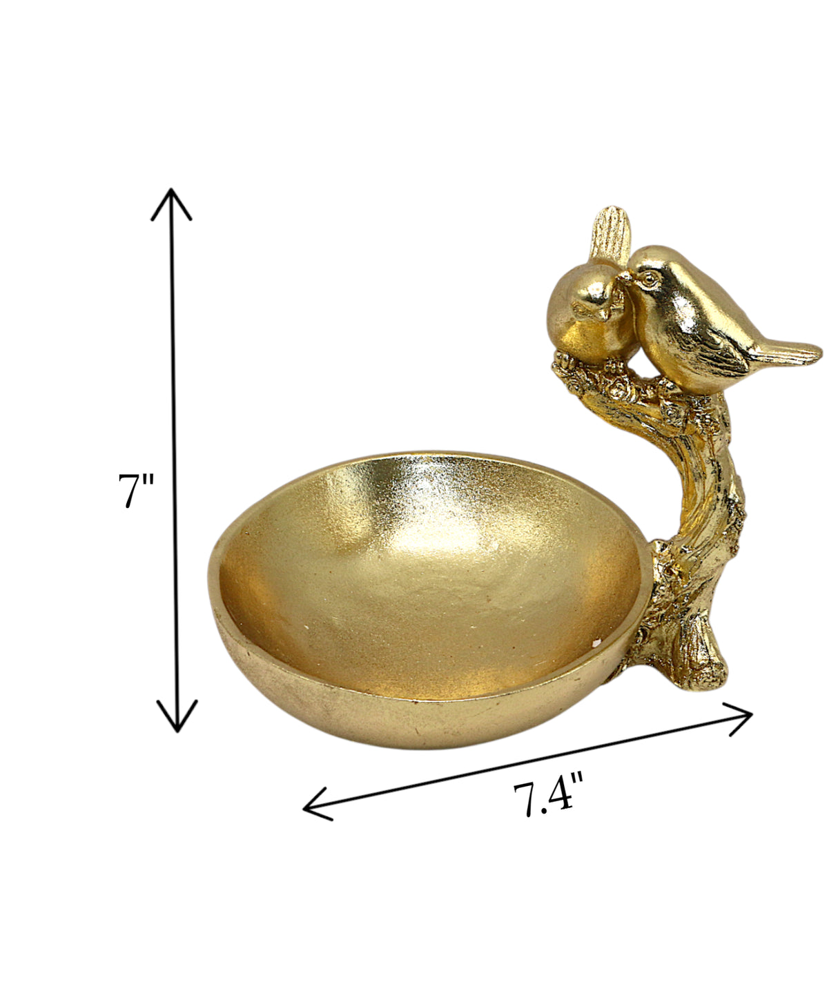 statue sparrow with bowl golden china 7"x7.4"