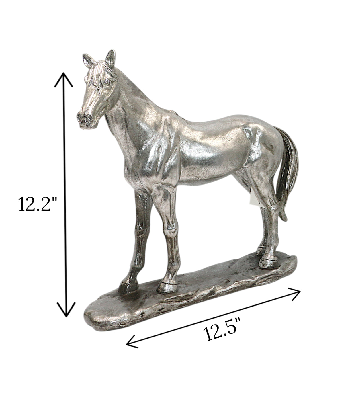 statue horse silver large china 12.2"x12.5"