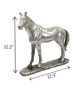statue horse silver large china 12.2"x12.5"