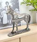statue horse silver large china 12.2"x12.5"