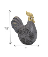 statue rooster gray & golden china 7.5"x7"