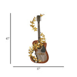 metal wall hanging guitar butterfly multi 47''x17'' china
