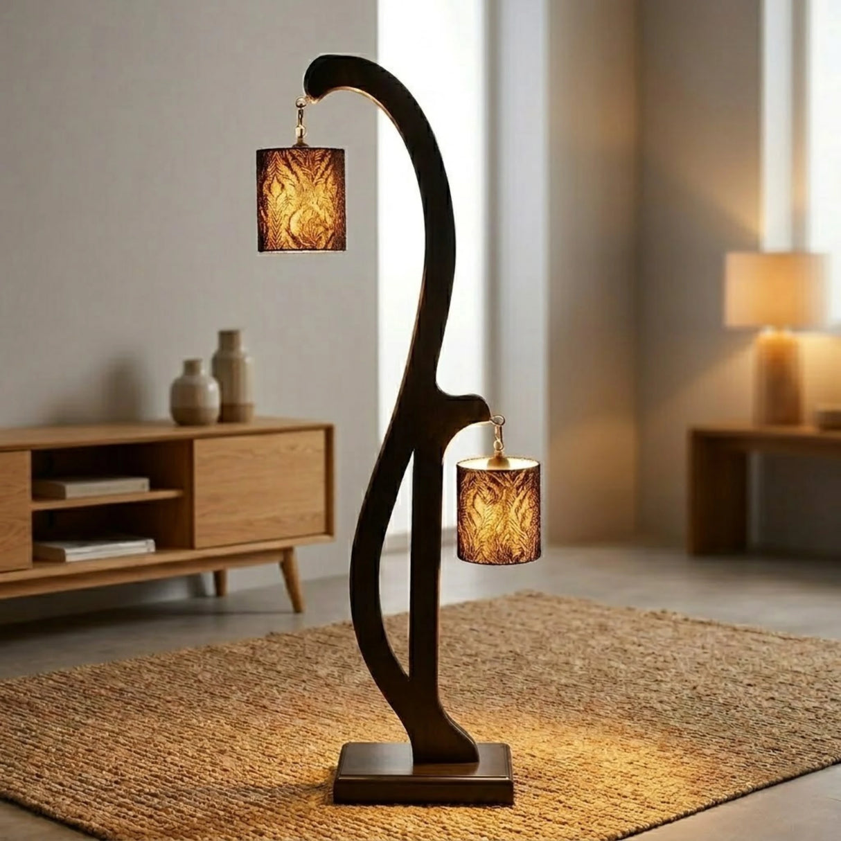 floor lamp lasani 2 shades 49.5"x12"