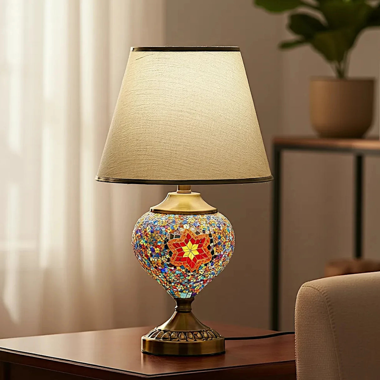 table lamp golden turkish led double light 707 20.5"x12"
