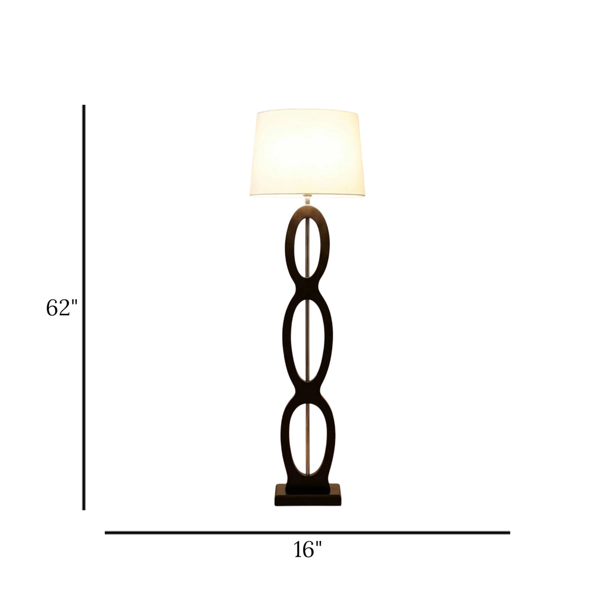 floor lamp wood 3 oval brown 62''x16''