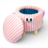 decorative stuff stool & storage box round pink