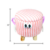 decorative stuff stool & storage box round pink