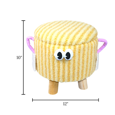 decorative stuff stool & storage box round yellow