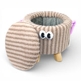 decorative stuff stool & storage box round brown